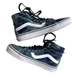 Discontinued Vans Blue and White High-Top Athletic Shoes